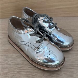 Zara Shiny Silver Kids Dress Shoes